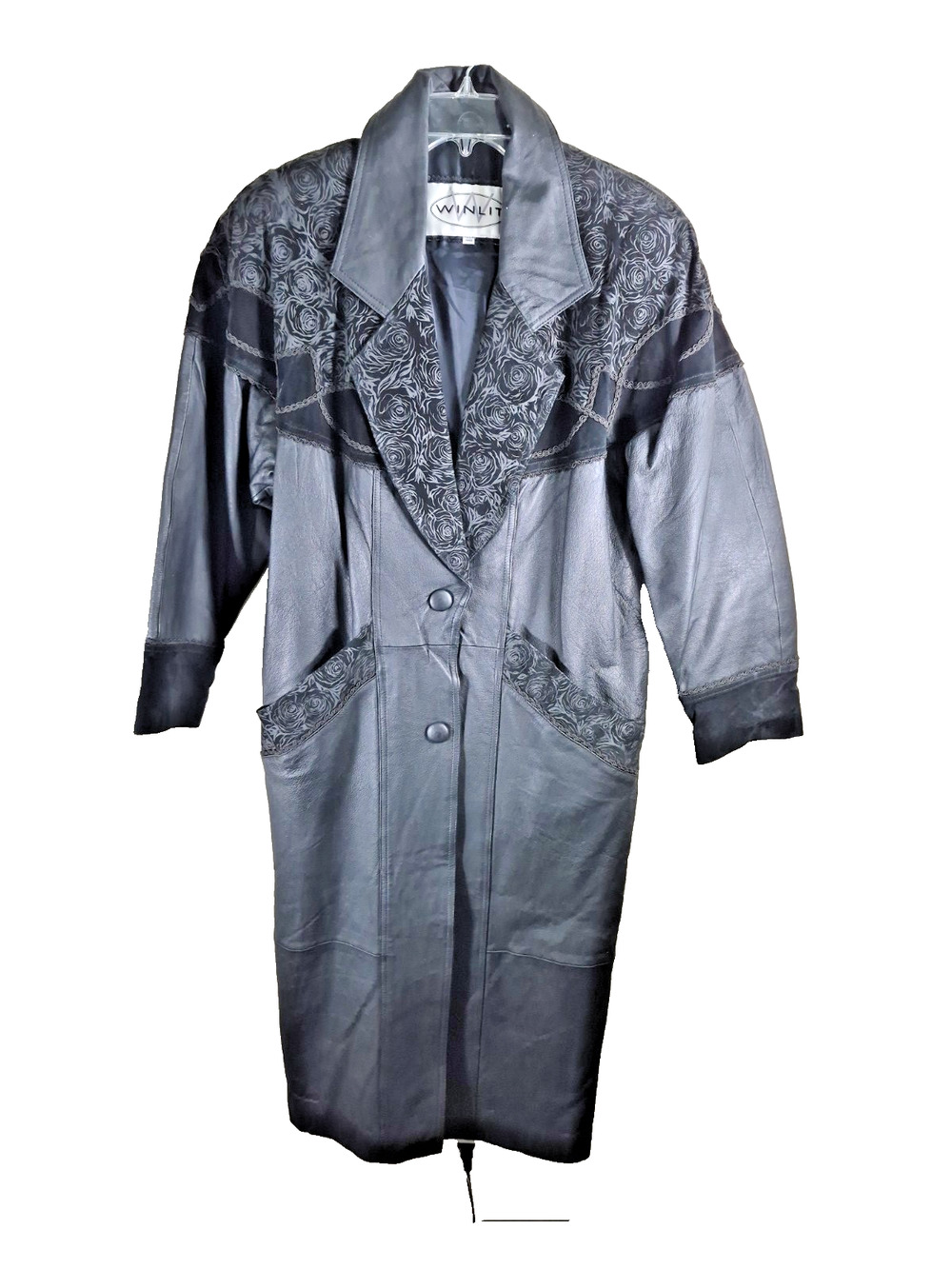 Vgt Winlit Special Edition Leather/Suede Goth Black Duster Trench Coat Size S